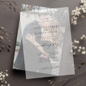 Elegante overlay zwart-wit bruiloft vellum uitnodigingen