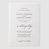 Elegante overlay zwart-wit bruiloft vellum uitnodigingen (Voorkant)