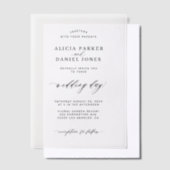 Elegante overlay zwart-wit bruiloft vellum uitnodigingen (Offset)