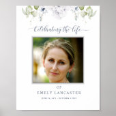 Elegante Overlijdensbericht Welkom Foto Witte Bloe Poster (Voorkant)