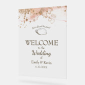Elegante Oyster Shell Beach Bruiloft Welkom Acryl Bord (Hoek)