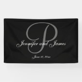 Elegante P Monogram Trouwbanner Spandoek (Horizontaal)