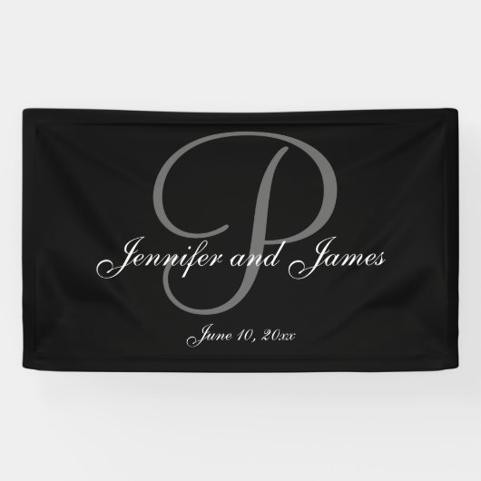 Elegante P Monogram Trouwbanner Spandoek (Horizontaal)