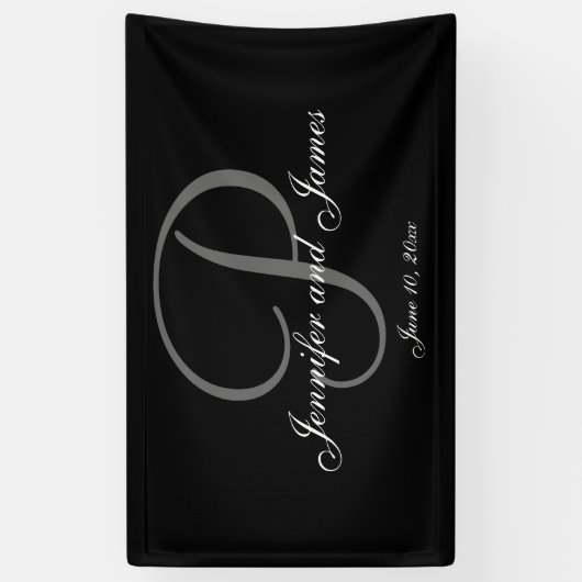 Elegante P Monogram Trouwbanner Spandoek (Verticaal)