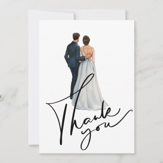 Elegante paar illustratie bruiloft bedankkaart (Voorkant)