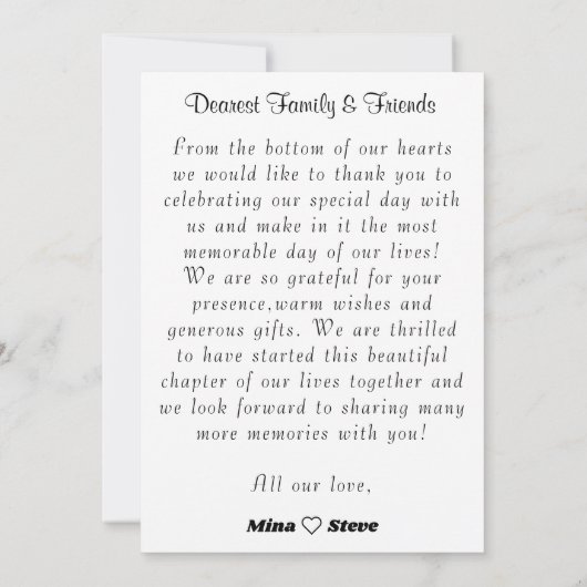 Elegante paar illustratie bruiloft bedankkaart (Achterkant)