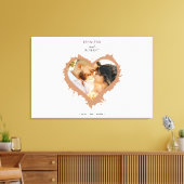 Elegante Paar Naam | Hart Foto Bruiloft Canvas Afdruk (Insitu (Woonkamer))