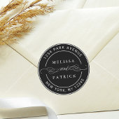 Elegante Paar Namen Bruiloft Retouradres Ronde Sticker