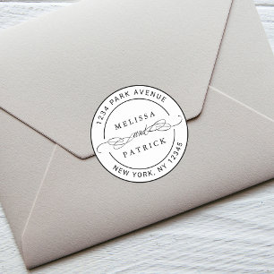Elegante Paar Namen Bruiloft Retouradres Ronde Sticker