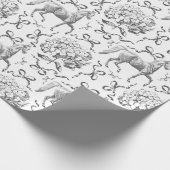 Elegante Paard Hortensia Bows Zwart Wit Toile Cadeaupapier (Hoek)