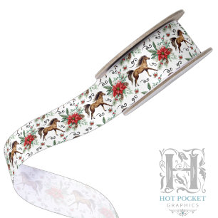 Elegante paard Kerst satijnen lint