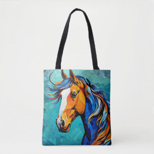 🐎 Elegante paard mozaïek kunstwerk ✨ Artistiek Eq Tote Bag