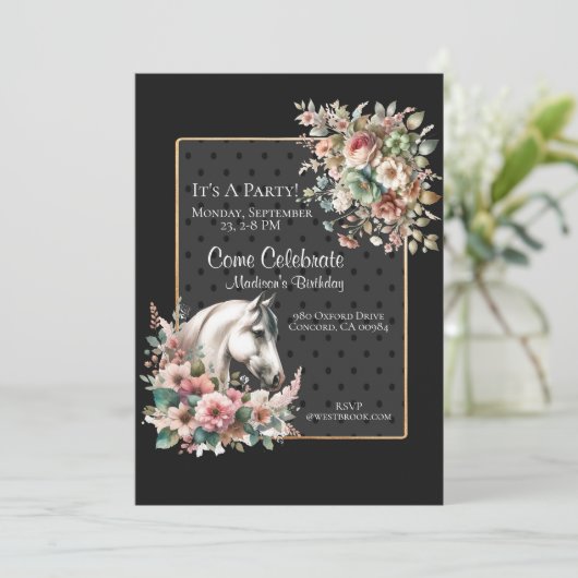 Elegante paard verjaardag  kaart (Staand voorkant)