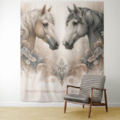 Elegante paarden bruiloft achtergrond wandkleed (In situ)