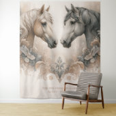 Elegante paarden bruiloft achtergrond wandkleed (In situ)