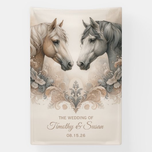 Elegante paarden bruiloft banner (Verticaal)