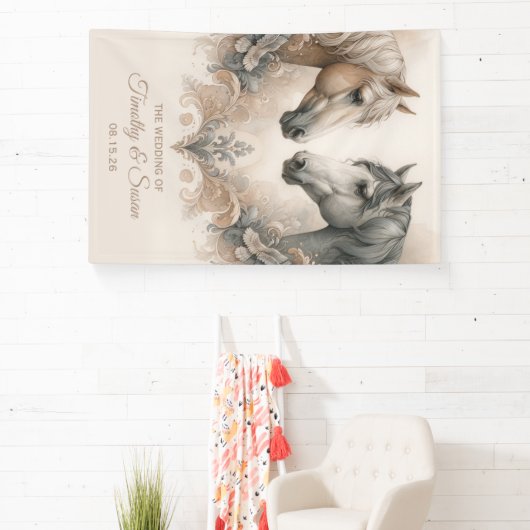 Elegante paarden bruiloft banner (Insitu)
