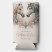 Elegante paarden bruiloft seltzer blikjeskoeler (Achterkant)