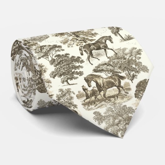 Elegante   Paarden Country Toile Stropdas (Opgerold)