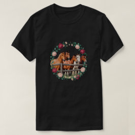 Elegante paarden in bloemenslinger kunst  t-shirt