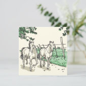 Elegante paarden plat kerstkaart (Staand voorkant)
