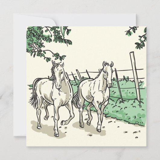 Elegante paarden plat kerstkaart (Voorkant)