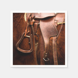 Elegante paarden zadel papieren servet