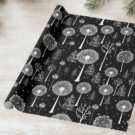 Elegante paardenbloem en kerstboom cadeaupapier