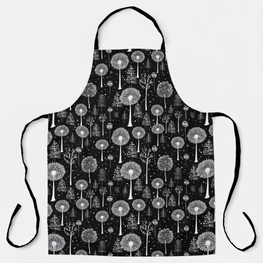 Elegante paardenbloem en kerstboom schort (Voorkant)