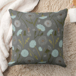 Elegante paardenbloem grijs blauw bloemen kussen