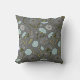 Elegante paardenbloem grijs blauw bloemen kussen