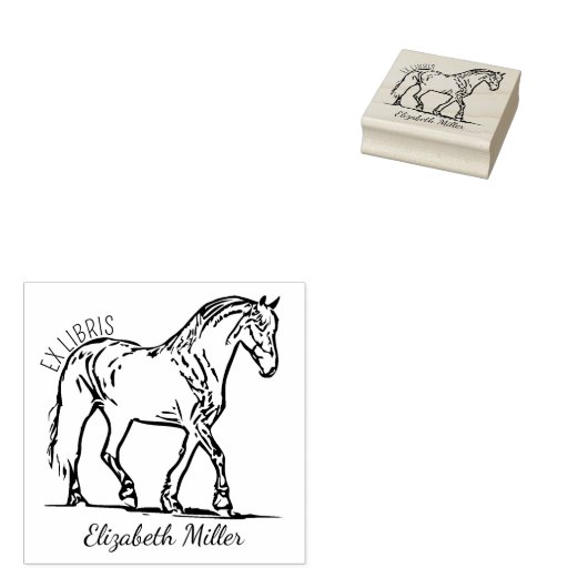 Elegante paardenboekenplaat rubberstempel (Gestempeld)