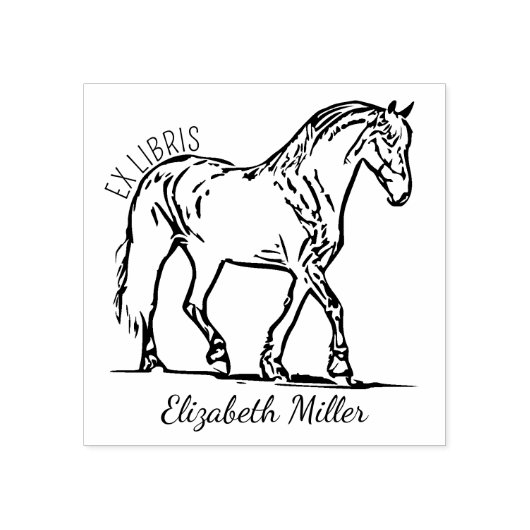 Elegante paardenboekenplaat rubberstempel (Afrduk)