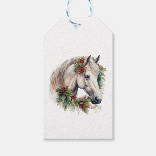 Elegante Paardenkerst Cadeaulabel (Voorkant)