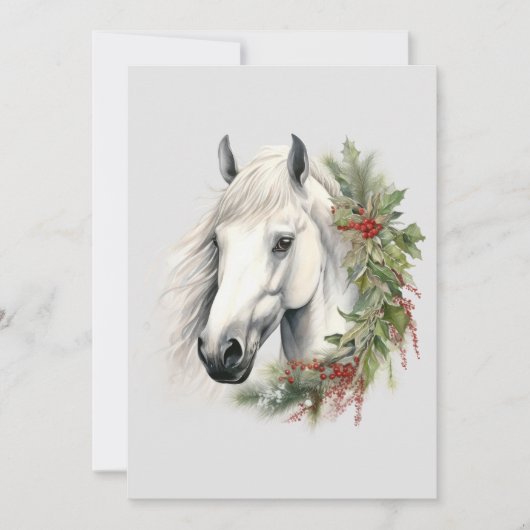 Elegante Paardenkerst Feestdagenkaart (Voorkant)