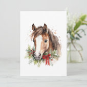 Elegante Paardenkerst Feestdagenkaart (Staand voorkant)