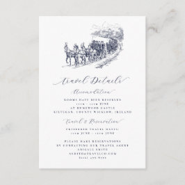 Elegante paardenkoets bruiloft reisdetails informatiekaartje