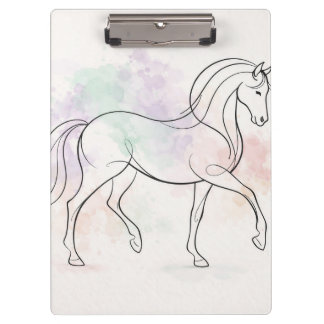 Elegante paardenlijn Kunst Pastel Illustratie Klembord