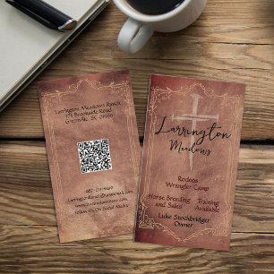 Elegante Paardenranch Kruis QR Code Zakelijke Kaar Visitekaartje