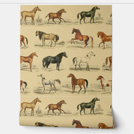 Elegante  paardenrassen Patroon op beige Behang