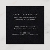 Elegante paardentraining Riding Black Equestrian Vierkante Visitekaartje (Achterkant)