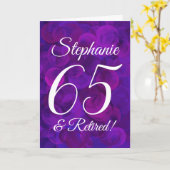 Elegante Paars 65 en Gepensioneerd Gelukkig Pensio Kaart (Gele Bloem)