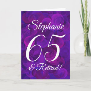 Elegante Paars 65 en Gepensioneerd Gelukkig Pensio Kaart