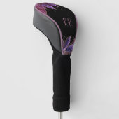 Elegante Paars Blauw Goud Blad Monogram Initiaal Golfheadcover (Schuin)