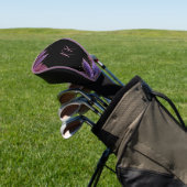 Elegante Paars Blauw Goud Blad Monogram Initiaal Golfheadcover (Insitu)