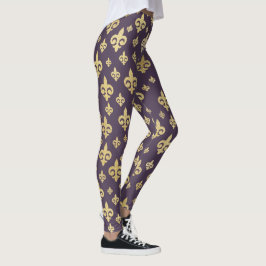 Elegante Paars & Goud Fleur-de-Lis | Mardi Gras Leggings