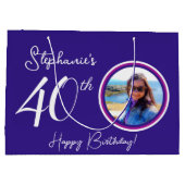 Elegante Paarse 40e verjaardag foto Groot Cadeauzakje (Achterkant)