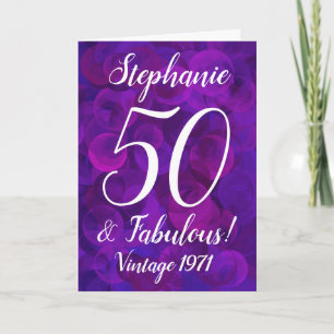 Elegante Paarse 50 en Fabulous Birthday Gepersonal Kaart