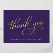 Elegante Paarse 50ste verjaardag Folie dank u kaar Folie Uitnodiging (Voorkant)