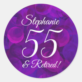 Elegante Paarse 55 en Gepensioneerde Pensioengunst Ronde Sticker